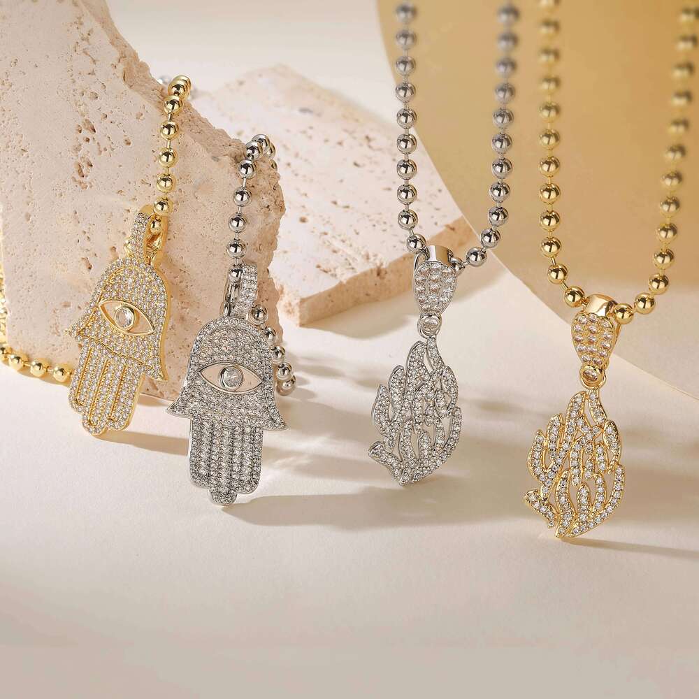 HECHENG,Turkey & Israel Bestseller Zircon Devil's Eye Palm Fire Pendant Beaded Necklace Gift for Girls Z260123