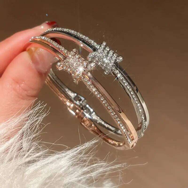 Luxury Zircon Bracelet Bangle With Sparkling Rhinestone For Women Stackable Layered Jewelry Z260123