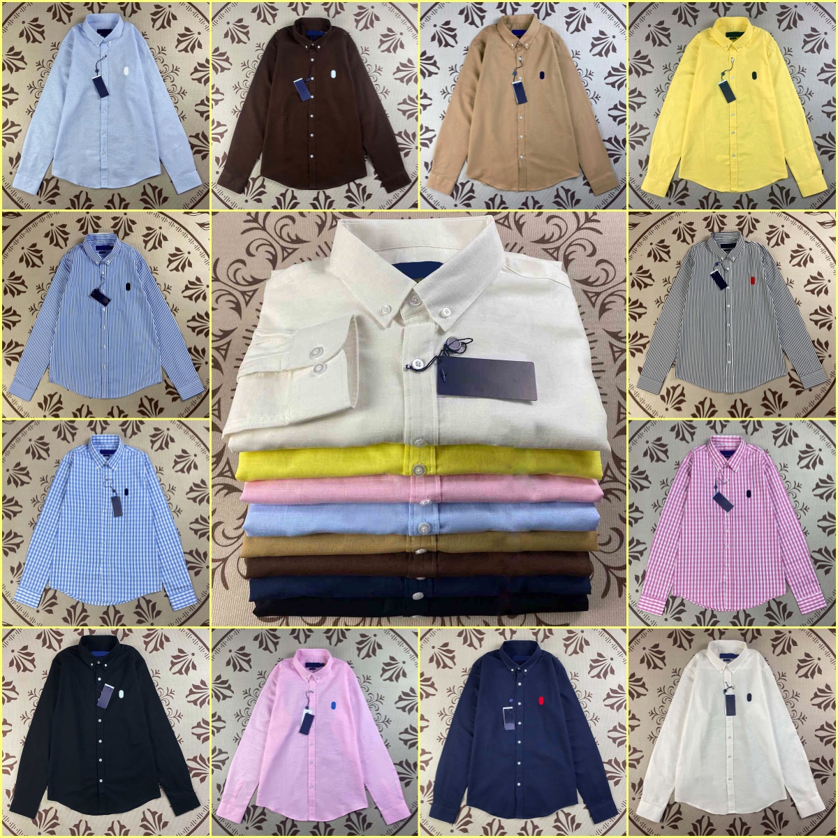 RL Shirts Mens Designer shirts Summer Horse Embroidery Polos Shirt Tops Casual Streetwear Solid Color Blouse Business Leisure Oxford Textile Button Up shirts