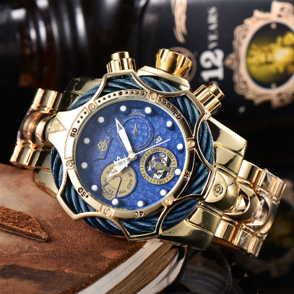Independent Station Cross-Border Hot Sale Wish Foreign Trade INVIC Men's Watch Large Dial Steel Band Sports Wristwatch