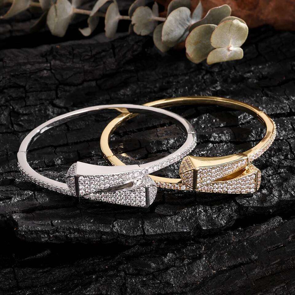 ZAKOL Sparkling Full Zirconia Geometric Bracelet Bangles Luxury 18K Gold Plated Non Fading Jewelry Party Accessories Gift Z260123