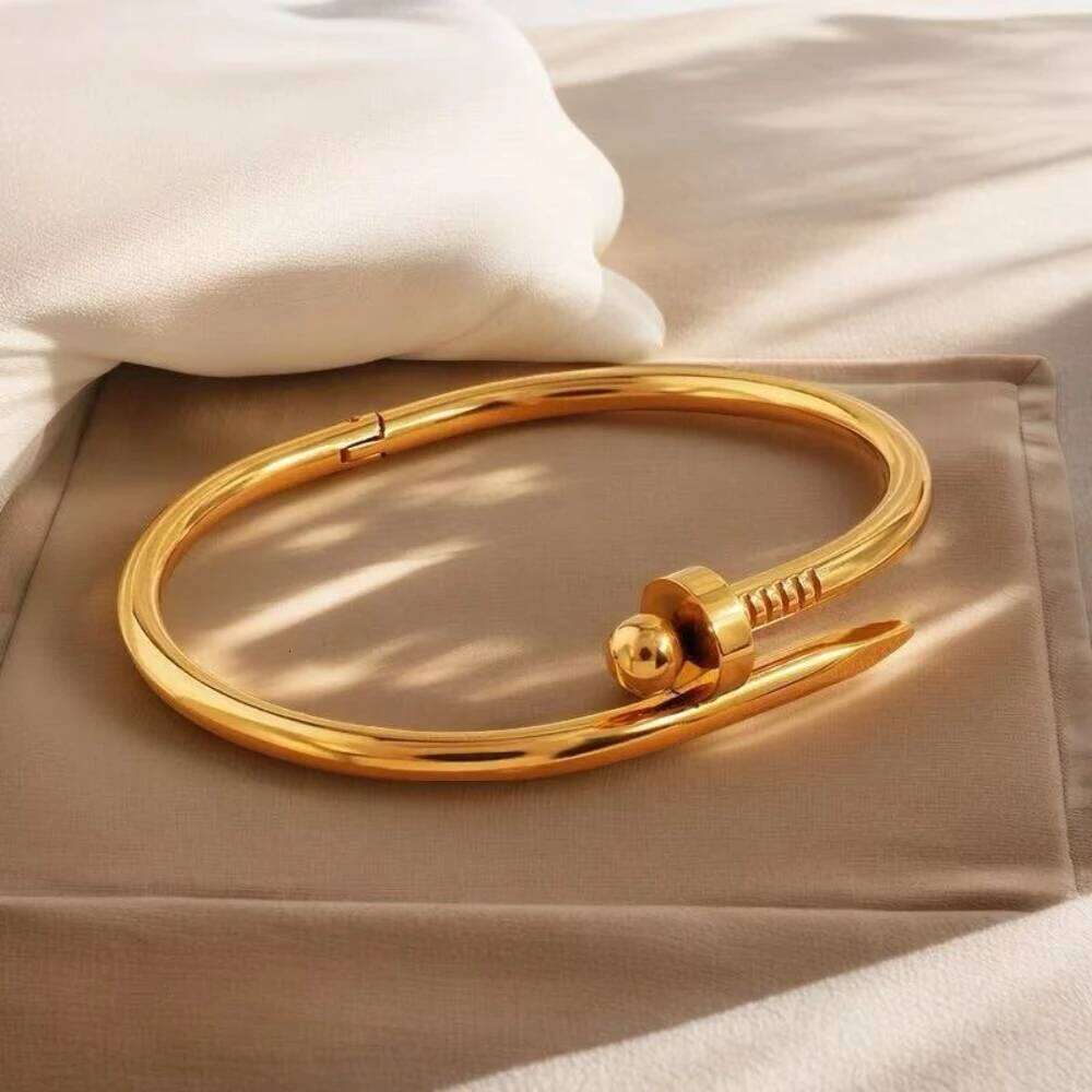 Original Design Classic Nails for Woman Stainless Steel Zircon Nail Open Bracelet Bangle Adjustable Summer Jewelry Z260123