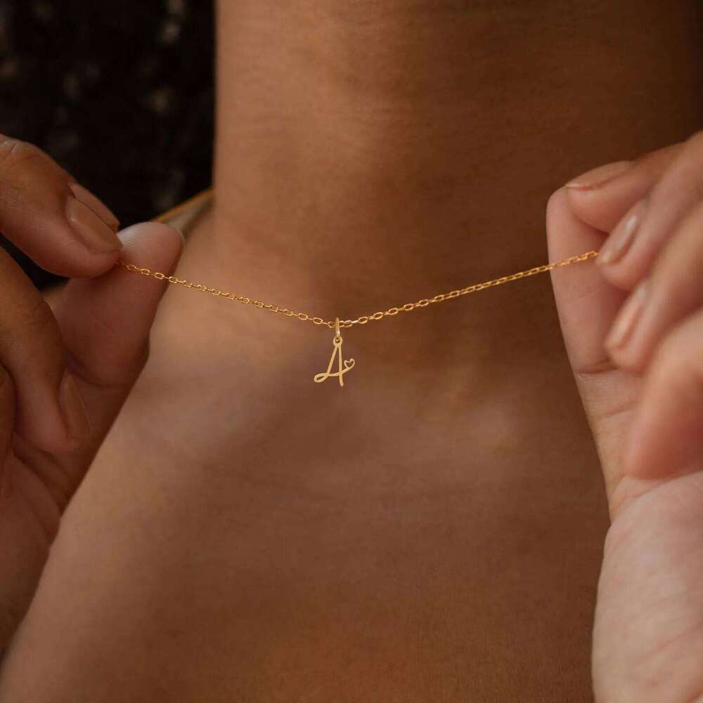 Charms Heart Initial Necklaces for Women,Gold Plated Letter Pendant Necklace, 26 Capital A-Z Stainless Steel Jewelry 16"-24" Z260123