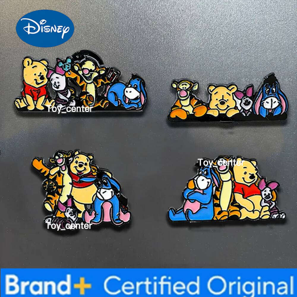 Disney 4 Pcs Creativity and Lovely Anime Cartoon Simple Piglet Pooh Metal Alloy Brooch Refrigerator Magnets Decorative Gift for Friends H260123