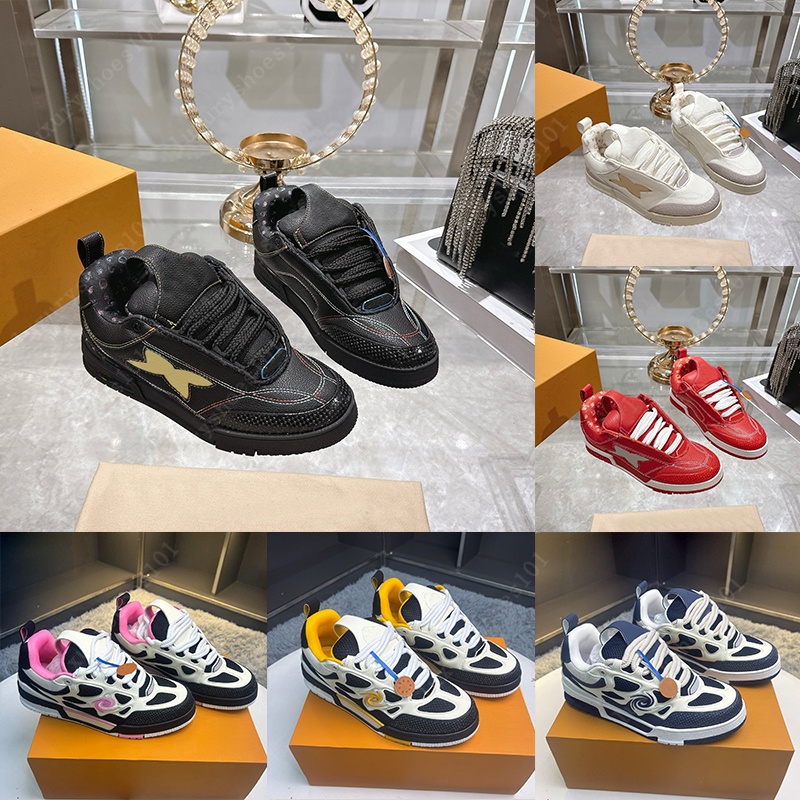 Designer Men Trainer Calf Trainer Skate Sneakers Platform Sneakers Rubber Shoe Vintage Trainer Lace-up With Box