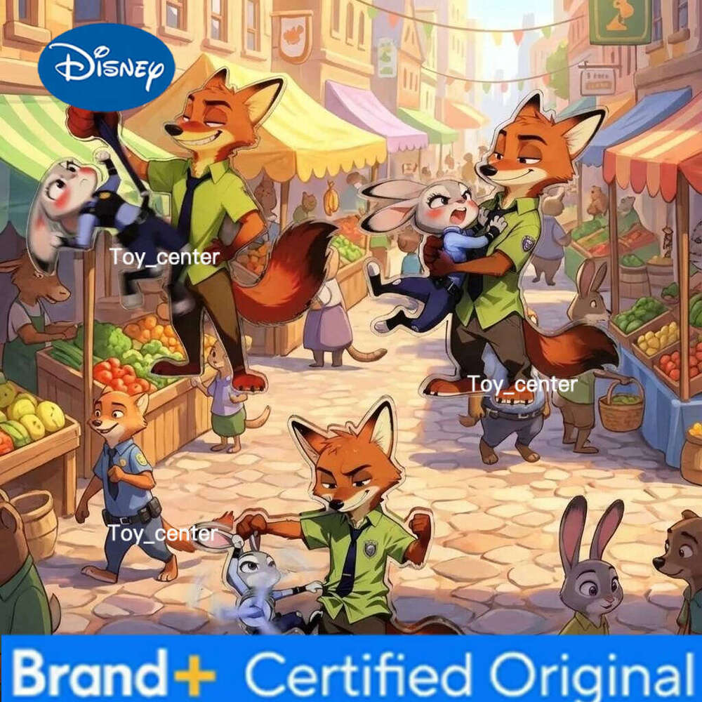 Disney Cartoon Character Acrylic Rotating Flat Fridge Magnet Zootopia Officer Judy Hopps Nick Wilde Creative Home Decor Sticker Funny H260123