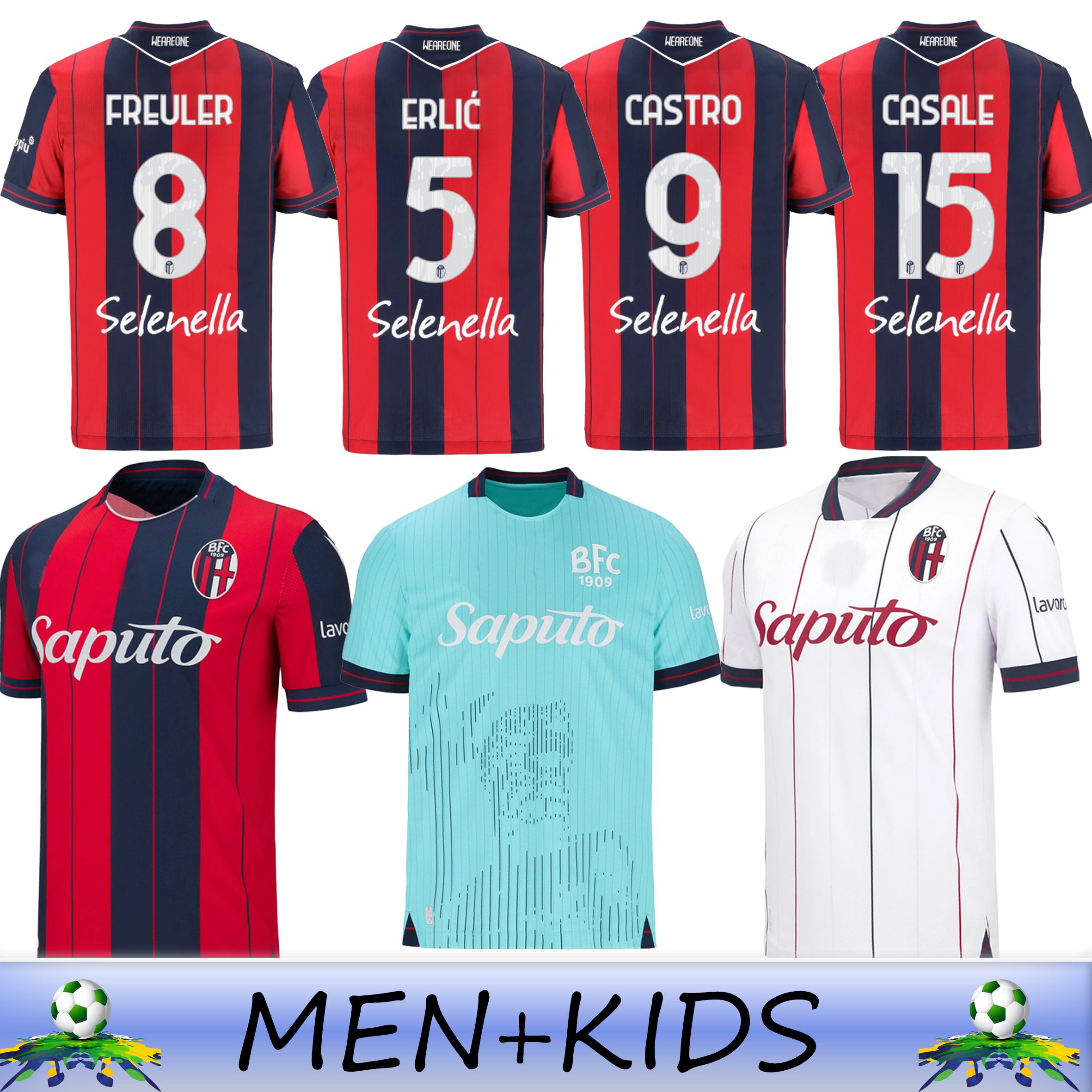 2026 Bologna ORSOLINI CAMBIAGHI NDOYE DALLINGA CASTRO Soccer Jerseys 2027 AEBISCHER AEBISCHER MORO FREULER FERGUSON FABBIAN Men Kids Kit Sets football shirts