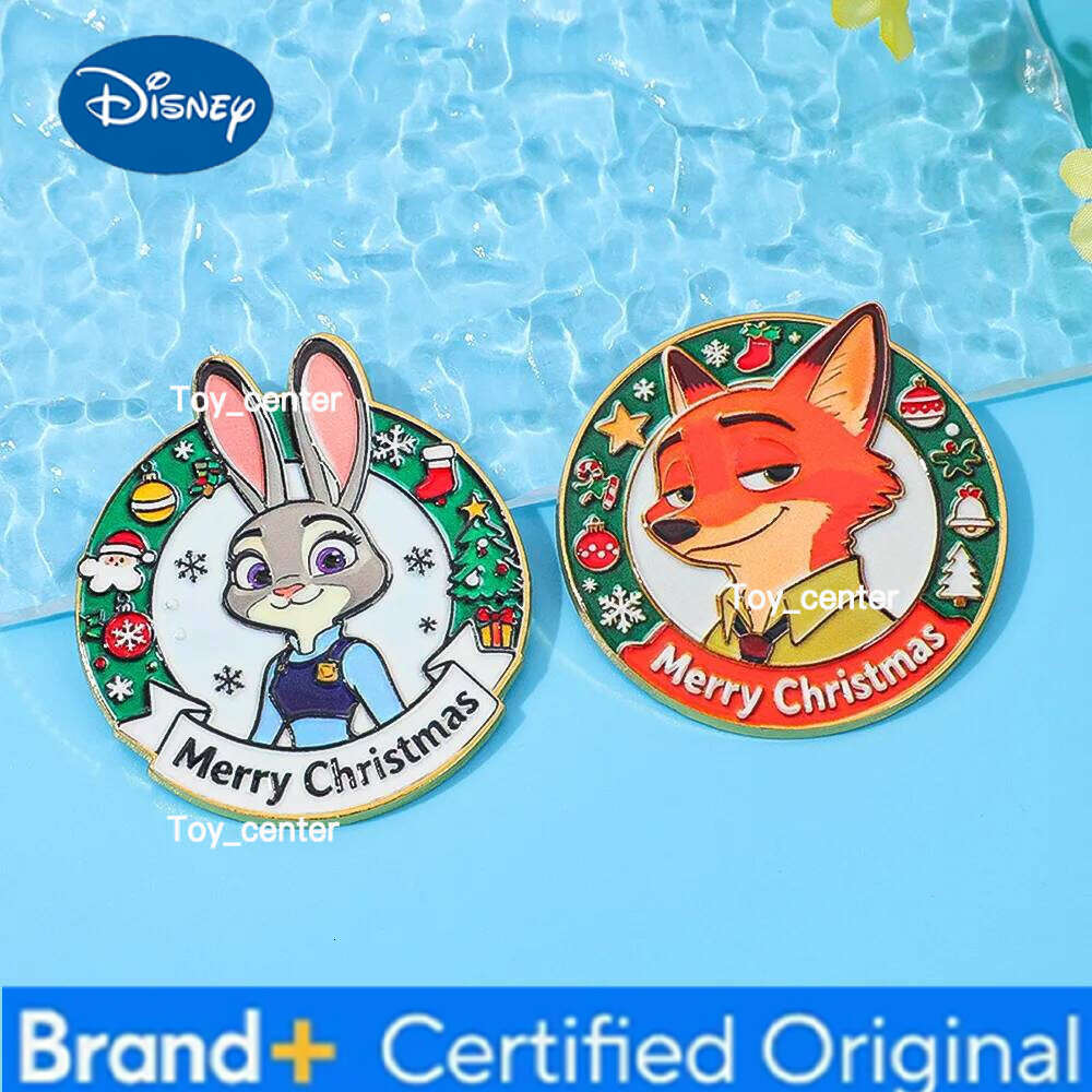 Disney Anime Zootopia 2 Christmas Metal Pin Judy Hopps & Nick Wilde Fox Brooch Cute Cartoon Character Badge for Clothing Decoration H260123