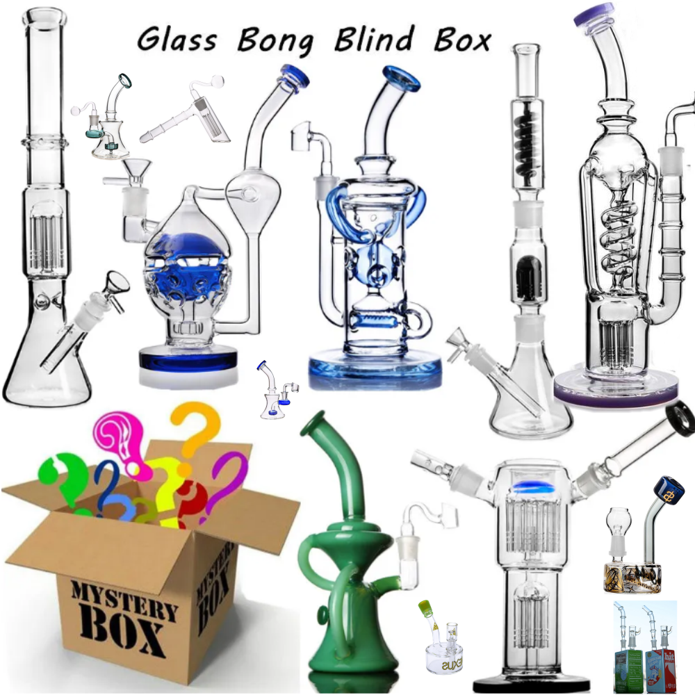 Glass Bongs Blind Box Percolator Hookahs Diffused Downstem Oil Thick Bubblers Tall Smoking Water Pipes Surprise Boxes Random Style 14mm