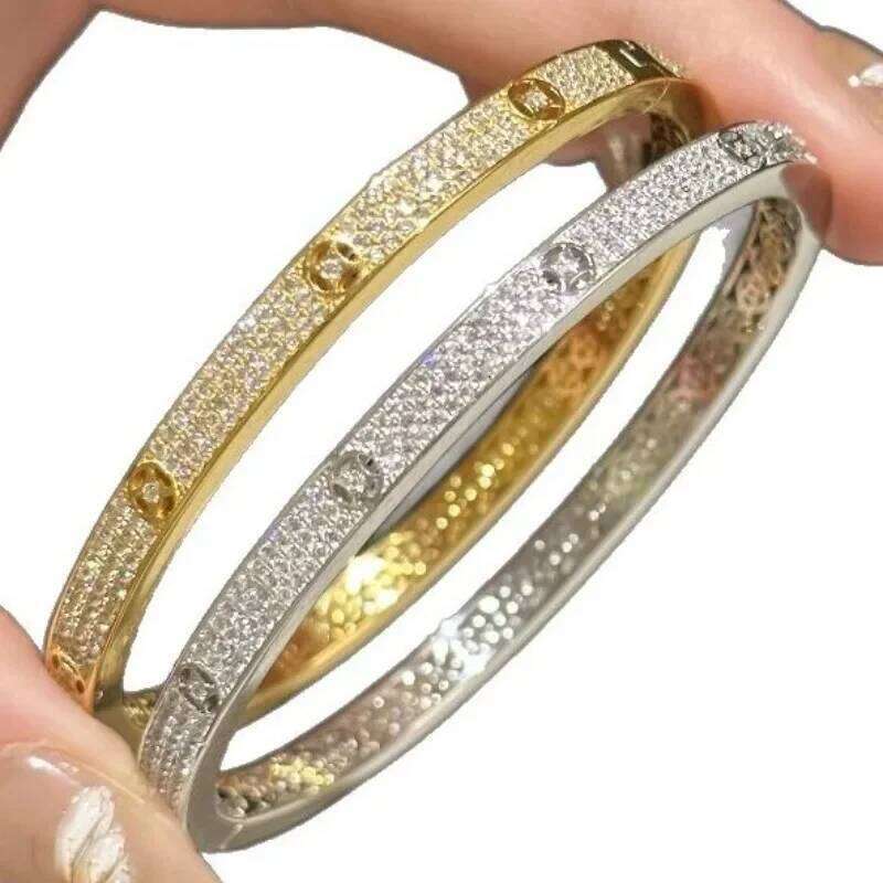 Classic Light Luxury Retro Half Circle Full Diamond Copper coin design Bracelets for women Exquisite Charm bangles Jewelry Z260123