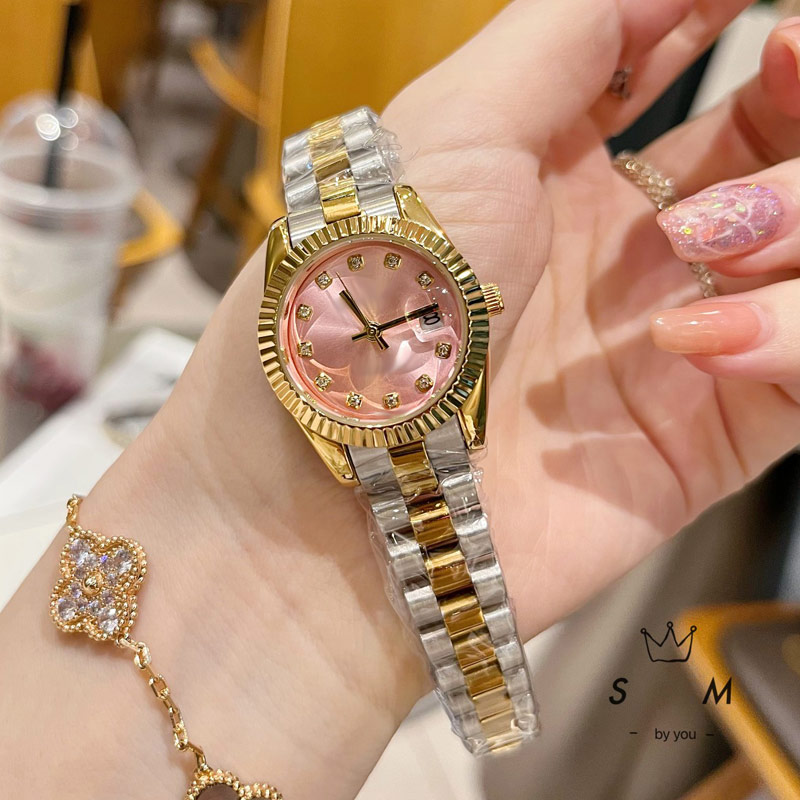 luxury womens watch 26mm diamond designer auto date movement lady watches high quality Stainless Steel band wristwatches for women Christmas Birthday Gift