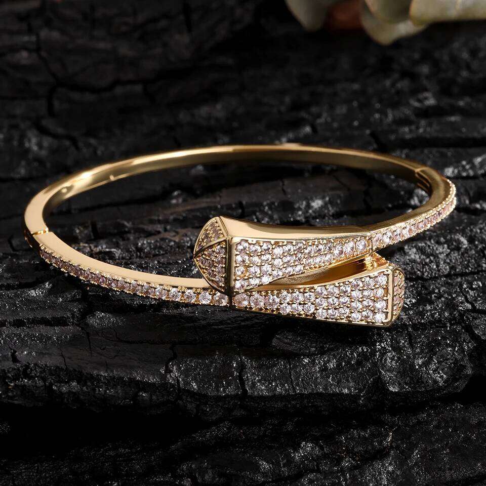 ZAKOL Sparkling Full Zirconia Geometric Bracelet Bangles Luxury 18K Gold Plated Non Fading Jewelry Party Accessories Gift Z260123