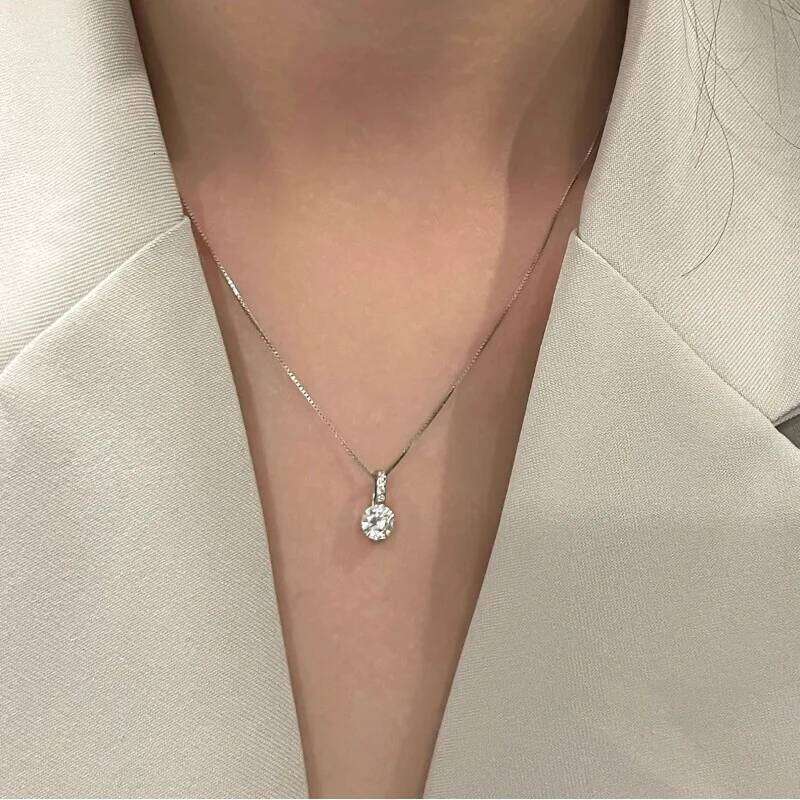Stainless Steel Gold Plated Dainty Minimalist Zircon Charm Anti Tarnish Chain Round Clear Cz Stone Necklace for Women Jewelry Z260123