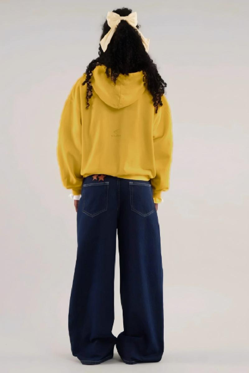 Men's Hoodies Simple Fresh Style Yellow Loose Sweatshirts Korean Harajuku Casual Cotton Comfort Fashion Long-Sleeves Anime