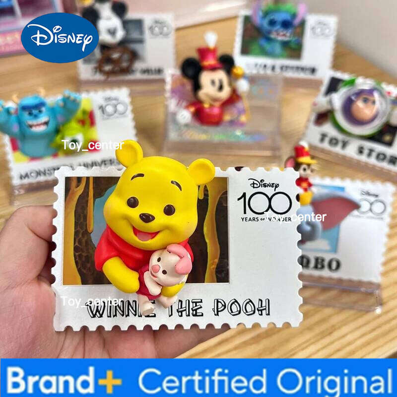 Disney Genuine Anime Mickey Anniversary Retro Stamp Blind Box Fridge Magnet Collection Decoration Birthday Gift H260123