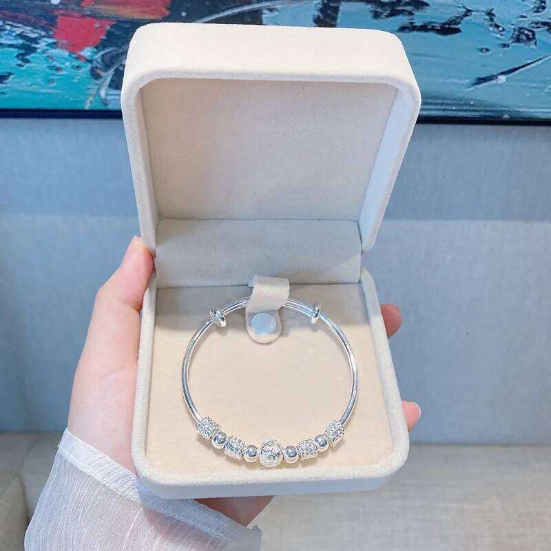 New Korean Fashion 925 Sterling Silver Lucky Beads Bangles for Women Bracelets Luxury Designer Party Wedding Jewelry Gifts Z260123