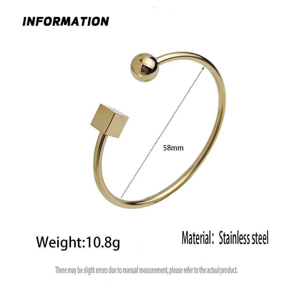 Simple wire ball cube gold-plated stainless steel women's bracelet, waterproof and rust-free, worn by couples Z260123