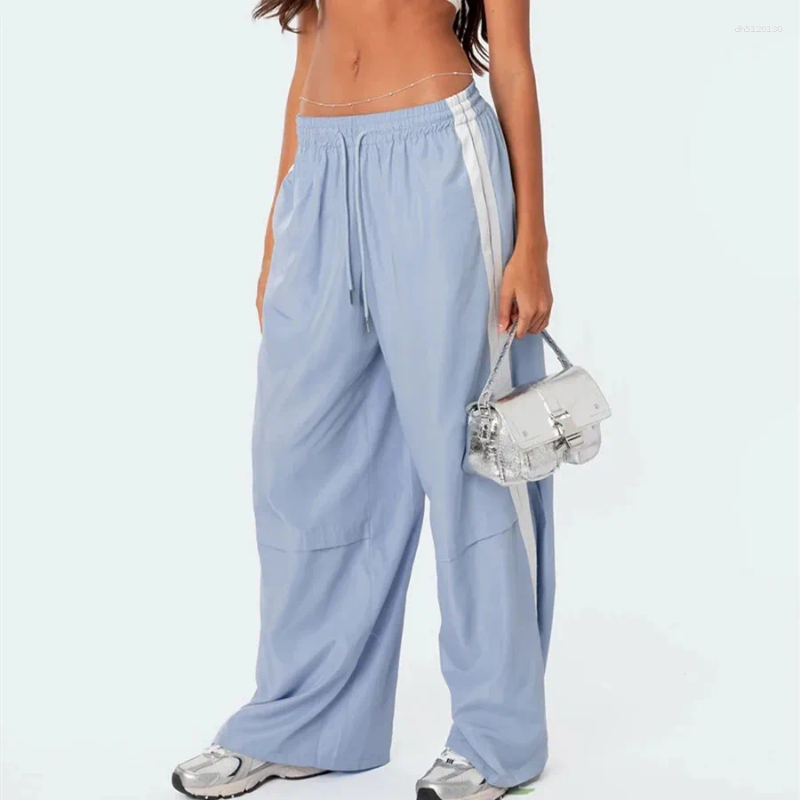 Women's Pants Imcute Women Striped Track Elastic Waist Straight Leg Sweatpants Joggers Wide Side Stripes With Pockets