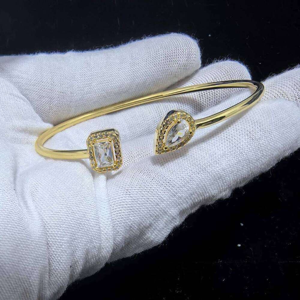 S 925 sterling silver plated 18K gold women's elastic open bracelet exquisite gift not fading Z260123