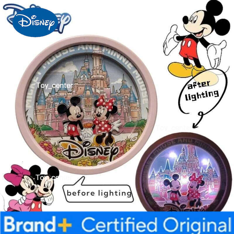 Disney Mickey Minnie cartoon cute creative magnetic paper carving night light exquisite personality refrigerator stickers gift H260123