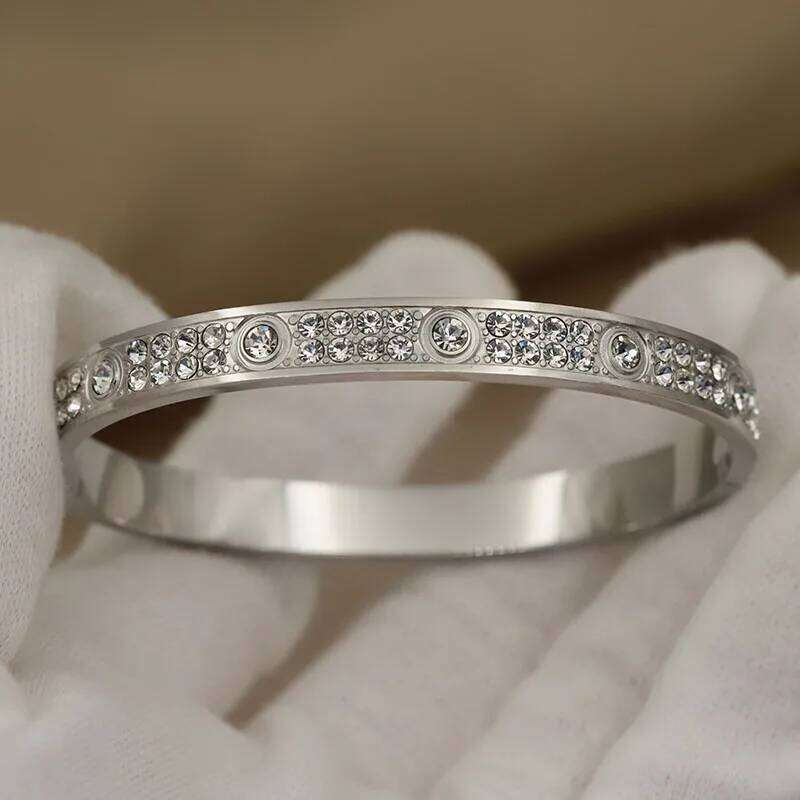 Stainless Steel Metal Classic Full Crystal Bangles&bracelets for Women Fashion Brand Jewelry Unique Bangles Accessories Z260123