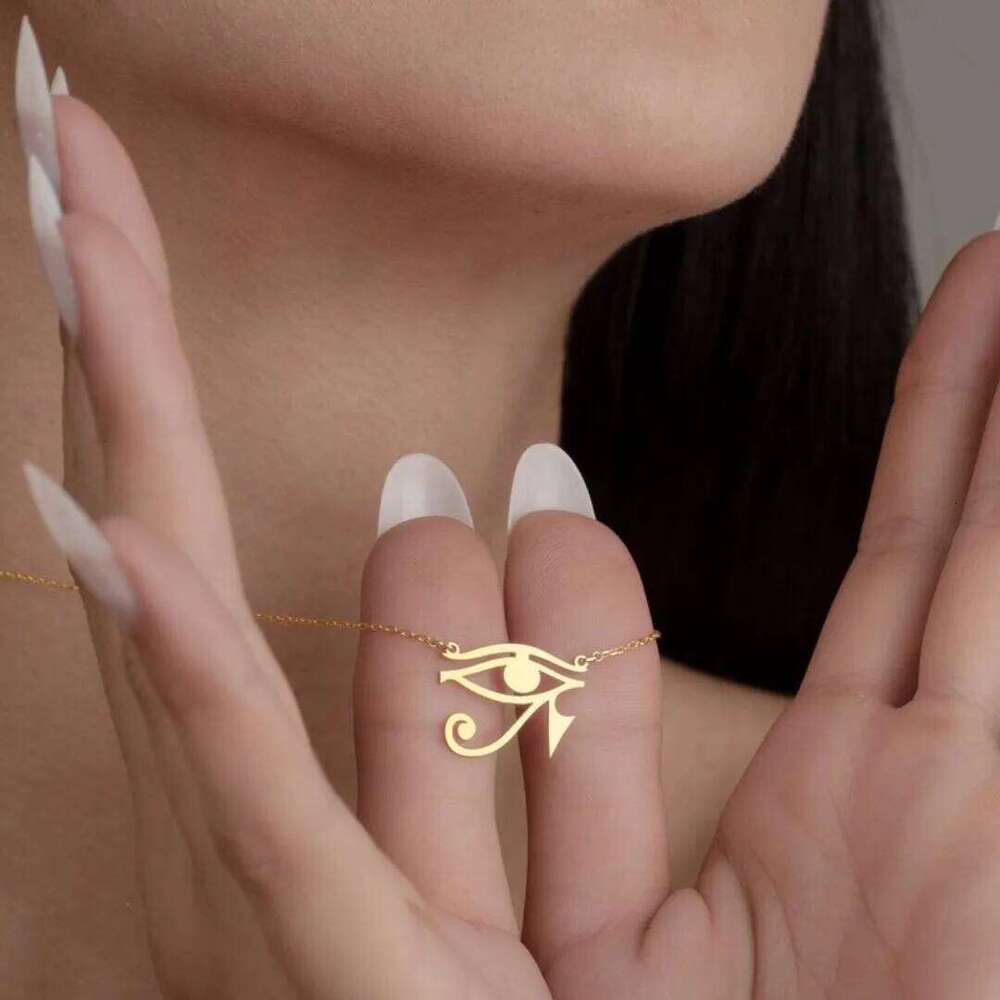 Vintage Egyptian Eye of Ra Pendant Necklace for Women Punk Stainless Steel Mythology Horus Amulet Choker Retro Party Jewelry Z260123