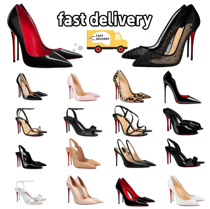 Red Bottom Designer Heels Women's Real Patent Leather Pumps 6-12cm Woman Pumps Wedding Shoes Nude Black Patent Stiletto Genuine Leather Size 35-44 with box