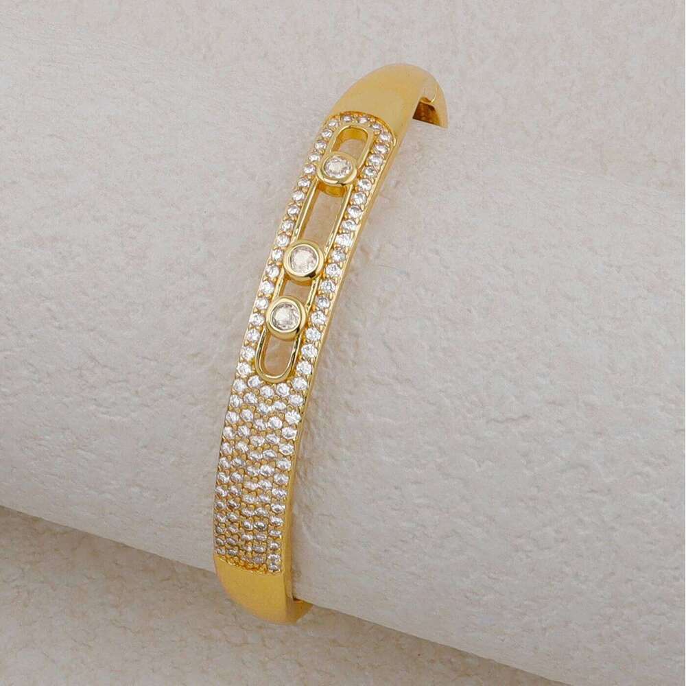 Luxury 18K Gold Plated Stainless Steel Nail Bracelet for Women with Cubic Zirconia Bangle Fashion Daily Wear Jewelry Accessory Z260123