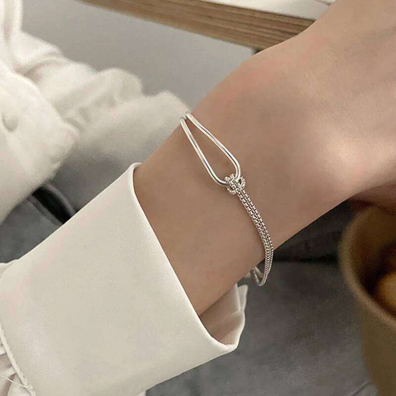 New S925 Silver Minimalist Geometric Collage Bracelet Women's Jewelry Exquisite Elegant for Birthday and Christmas Gifts Z260123