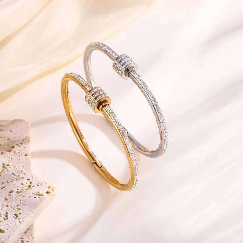 Original new titanium for women, light luxury, starry sky, spiral circle, simple stainless steel bracelet Z260123