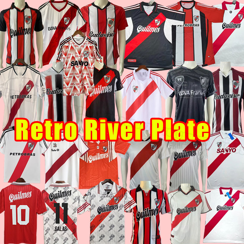 River Plate Vintage Football Shirt - Retro Classic Soccer Jersey 1995-1996 Caniggia Salas Crespo Francescoli Trezeguet