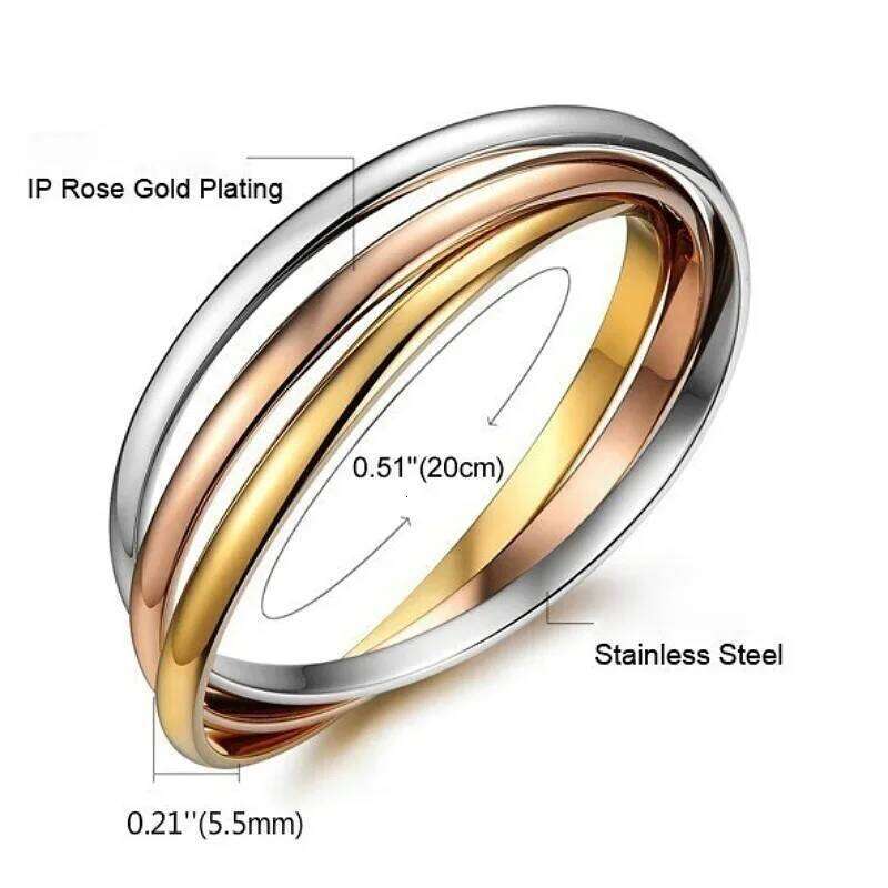 3pcs Set Stainless Steel Tricolor Bangles Women's Third Birthday Bracelet Wedding Anniversary High-end Jewelry Bracelets Gift Z260123
