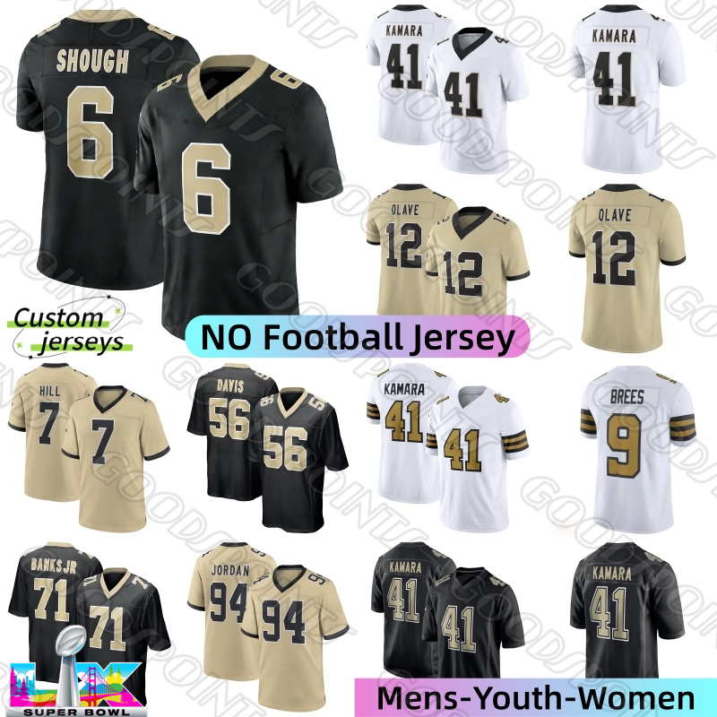 New OrleansS Saint Saints jersey Chris Olave Saintsjersey Tyler Shough Alvin Kamara Juwan Johnson Taysom Hill Davis Charlie Smyth Drew Brees Mills Football Jerseys