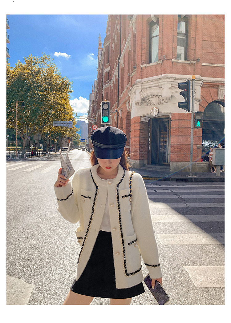 White Mink Cashmere Sweater Coat Women Autumn Winter Lazy Style Korean Retro Black Loose ONeck Knitted Cardigan Fashion Outwear 241108 ddmytues