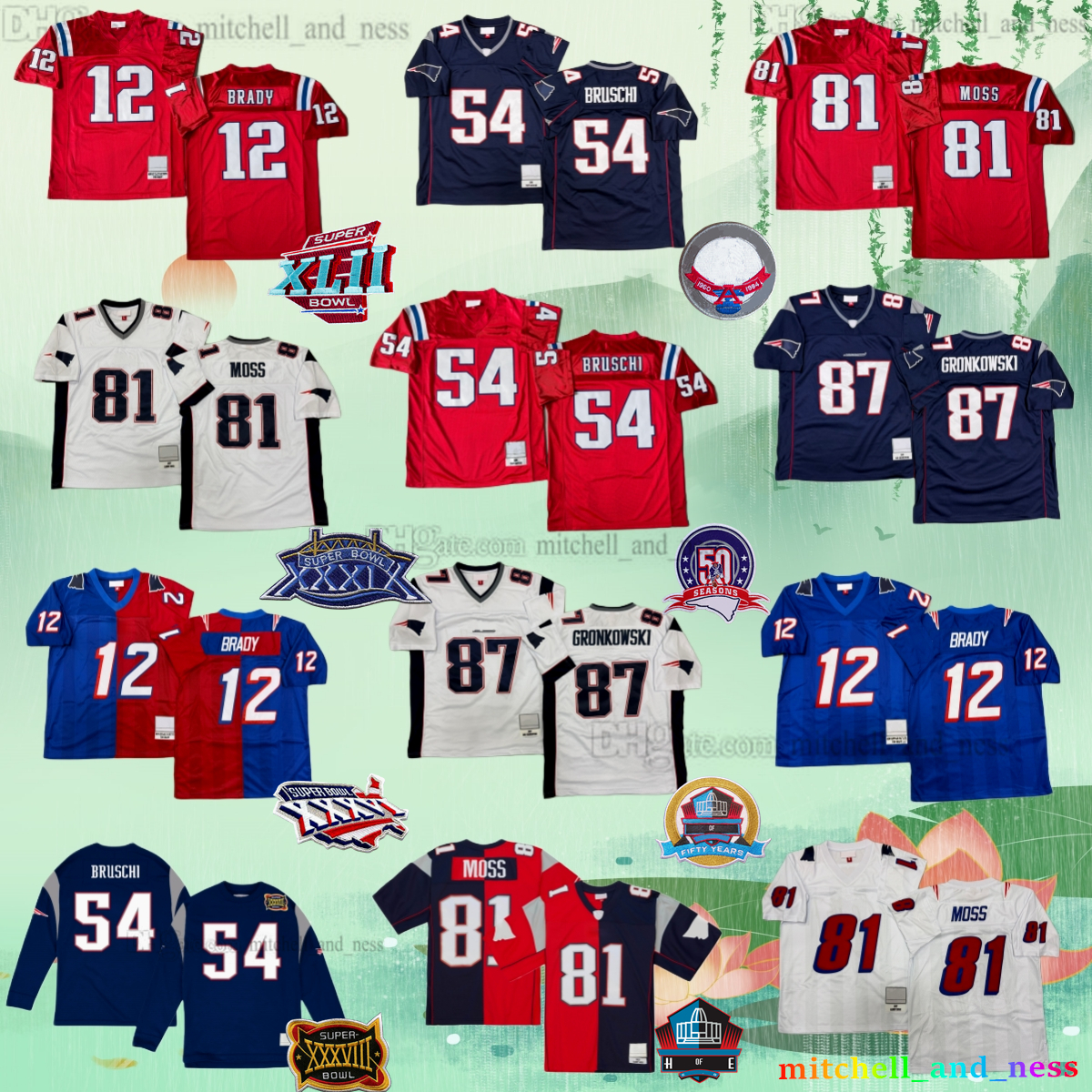 Custom S-6XL Throwback 1959 Football 12 Tom Brady Jersey 54 Tedy Bruschi 81 Randy Moss 87 Rob Gronkowski 73 John Hannah 76 Sebastian Vollmer Classic Retro Jerseys