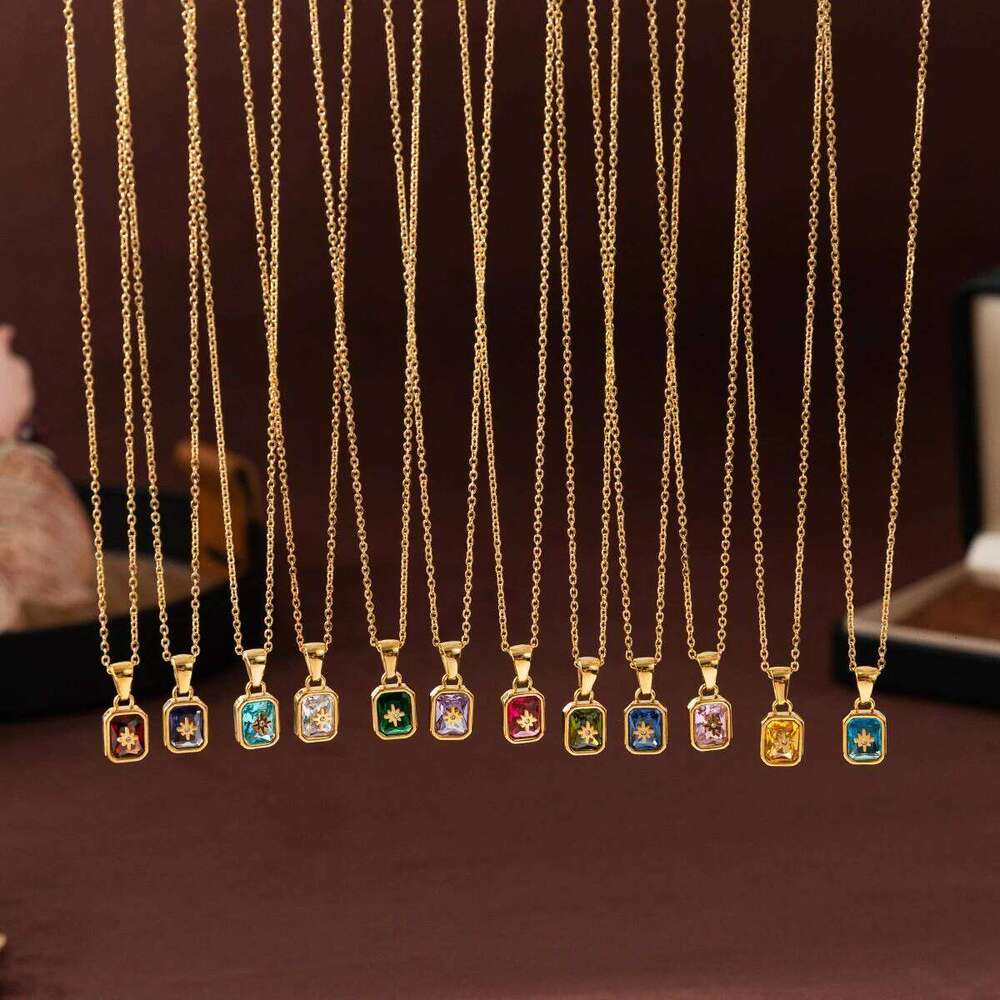 Titanium steel high color preservation North Star birthstone necklace, 12th birthday star collarbone pendant necklace Z260123