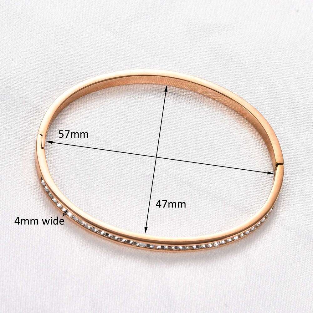 Elegant Stainless Steel Zircon Bangle Cuff Bracelet Women Openable Wristband Metal Jewelry Accessories Gift for Her Z260123