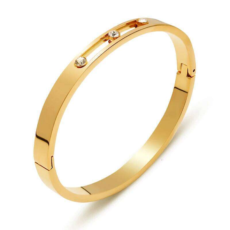 MOONLIGHT Golden Stainless Steel Woman Bracelet Bangle Crystal Zircon Sliding Luxury Wedding Party Band Wristband Jewellery Gift Z260123