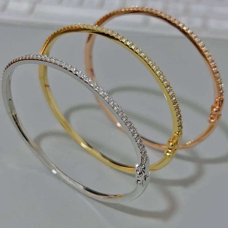 Hot Brand Pure 925 Sterling Silver For Women Spikes Steam-punk A row Zircons Wedding Jewelry Around Rivet Bangle Z260123