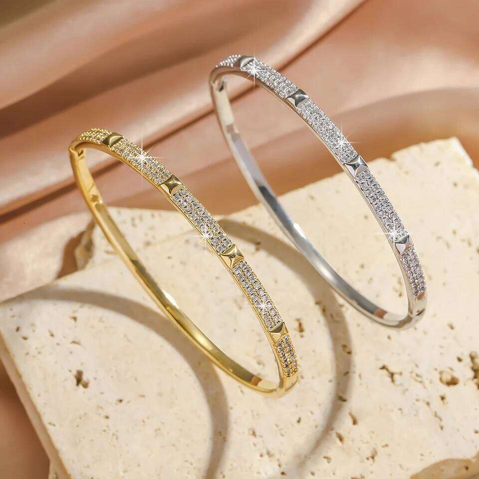 Yupsk Fashion Cross X Shaped Inlaid Zirconia Bracelet for Women Shiny Zircon Minimalist Bangles Luxury Jewelry Gifts Z260123