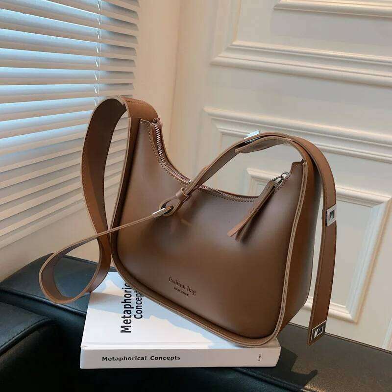 Retro Winter Shoulder For Women Soft Leather Half-moon Crossbody Trendy Brands Armpit Bag Casual Clutcj Handbag