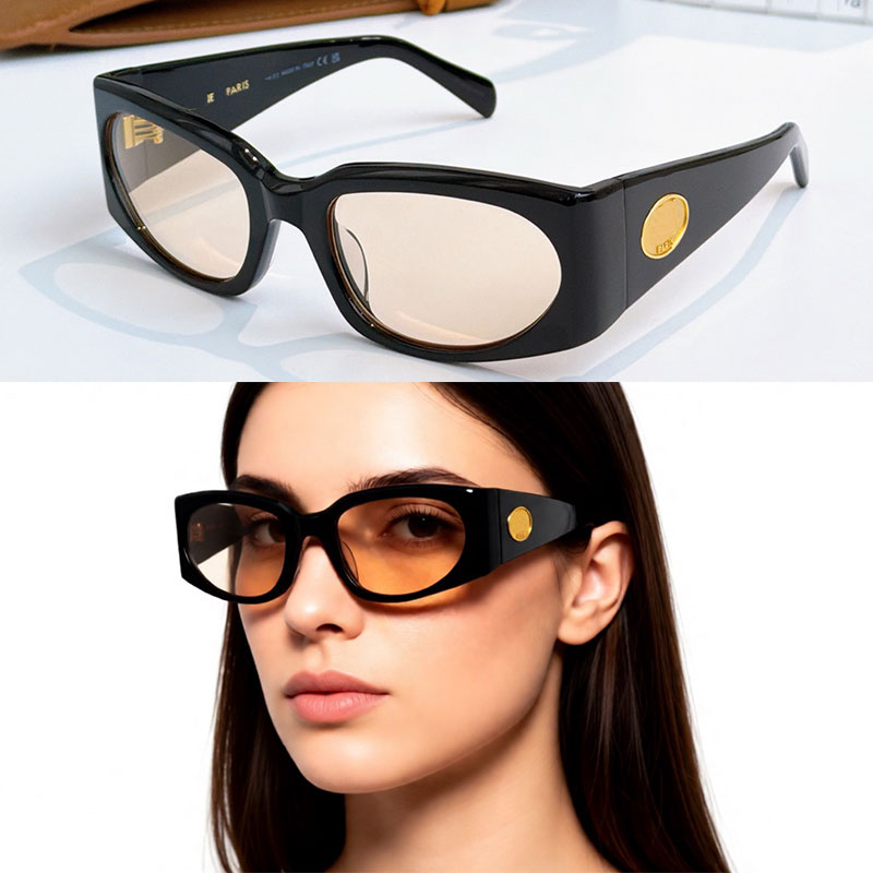 Designer Womens Rectangular Sunglasses CL40347 Classic Sheet Small Frame Glasses with Metal Logo Design with Box