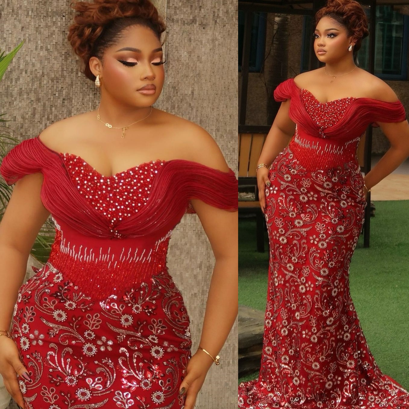 Aso Ebi Dark Red Mermaid Prom Dresses 2026 Sweetheart Sequined Beaded Crystals Evening Formal Party Second Birthday Reception Gowns Dress For Special 