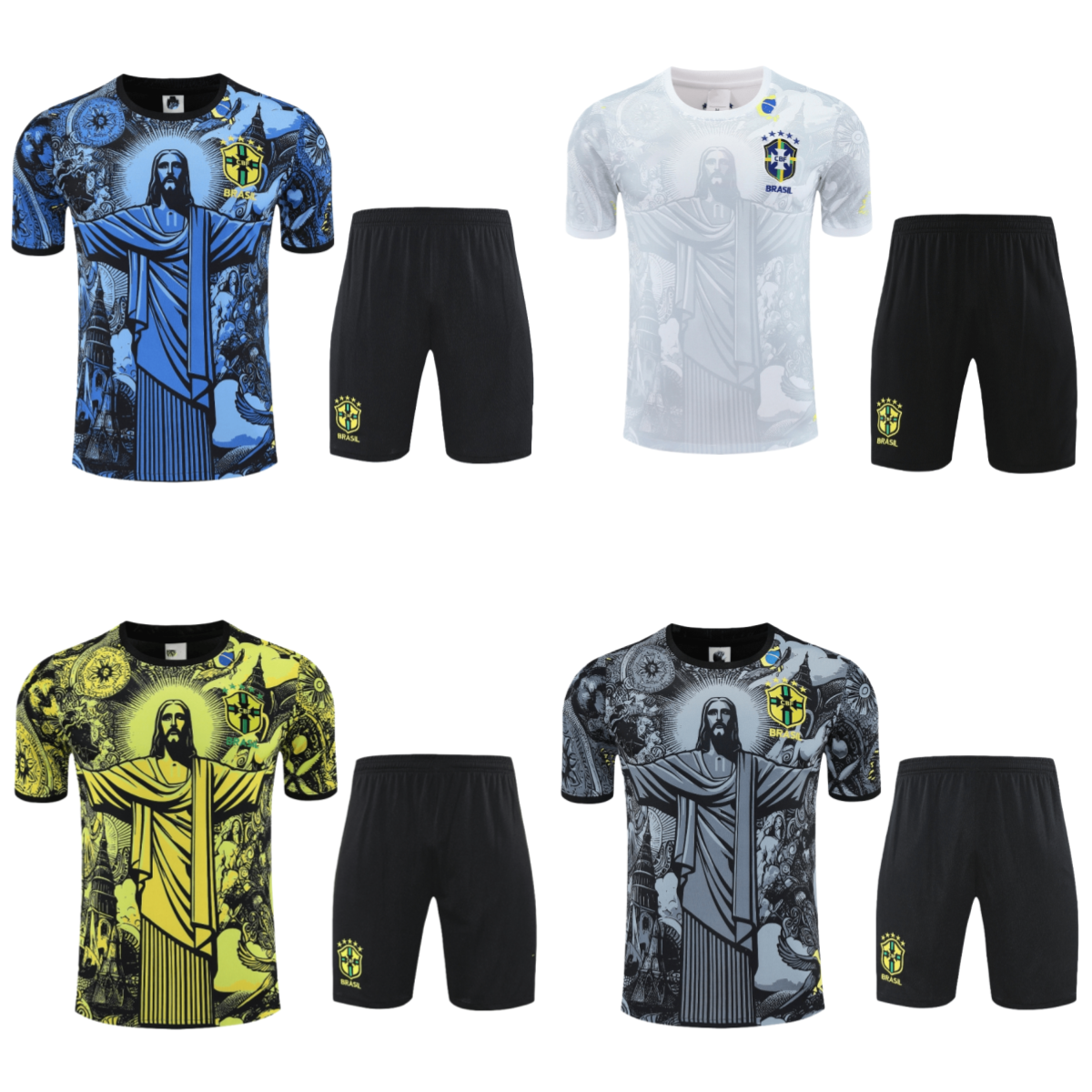 25 26 Brazil tracksuit short training suit short sleeve suit kit uniform chandal adult sweatshirt Sweater short sleeved men kids sets