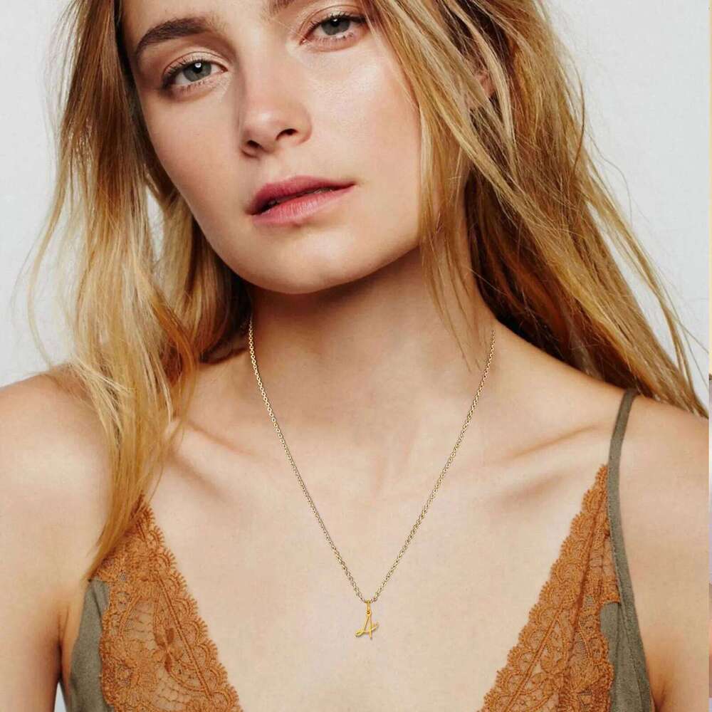 Charms Heart Initial Necklaces for Women,Gold Plated Letter Pendant Necklace, 26 Capital A-Z Stainless Steel Jewelry 16"-24" Z260123