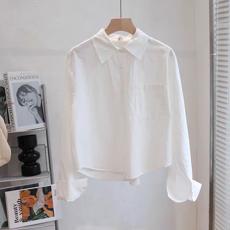 Spring and Autumn Short Shirt for Women New Small Size Inner and Outer Wear Student Shirt Long Sleeve Stylish French Top Trendy