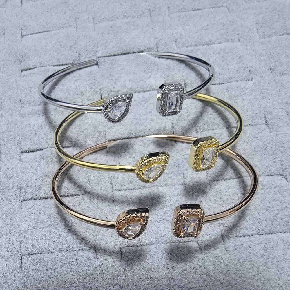 S 925 sterling silver plated 18K gold women's elastic open bracelet exquisite gift not fading Z260123