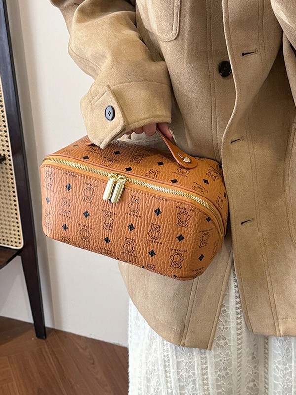 Pu Pillow Makeup Bag Women'S Portable Cosmetics Storage Bag Travel Large Capacity Wash Bag