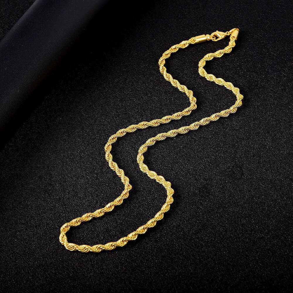 High Quality 4mm Rope Chain Classical Necklace Popular Fashion Jewelry Unisex Daily Wear Men and Women Party Gift Z260123