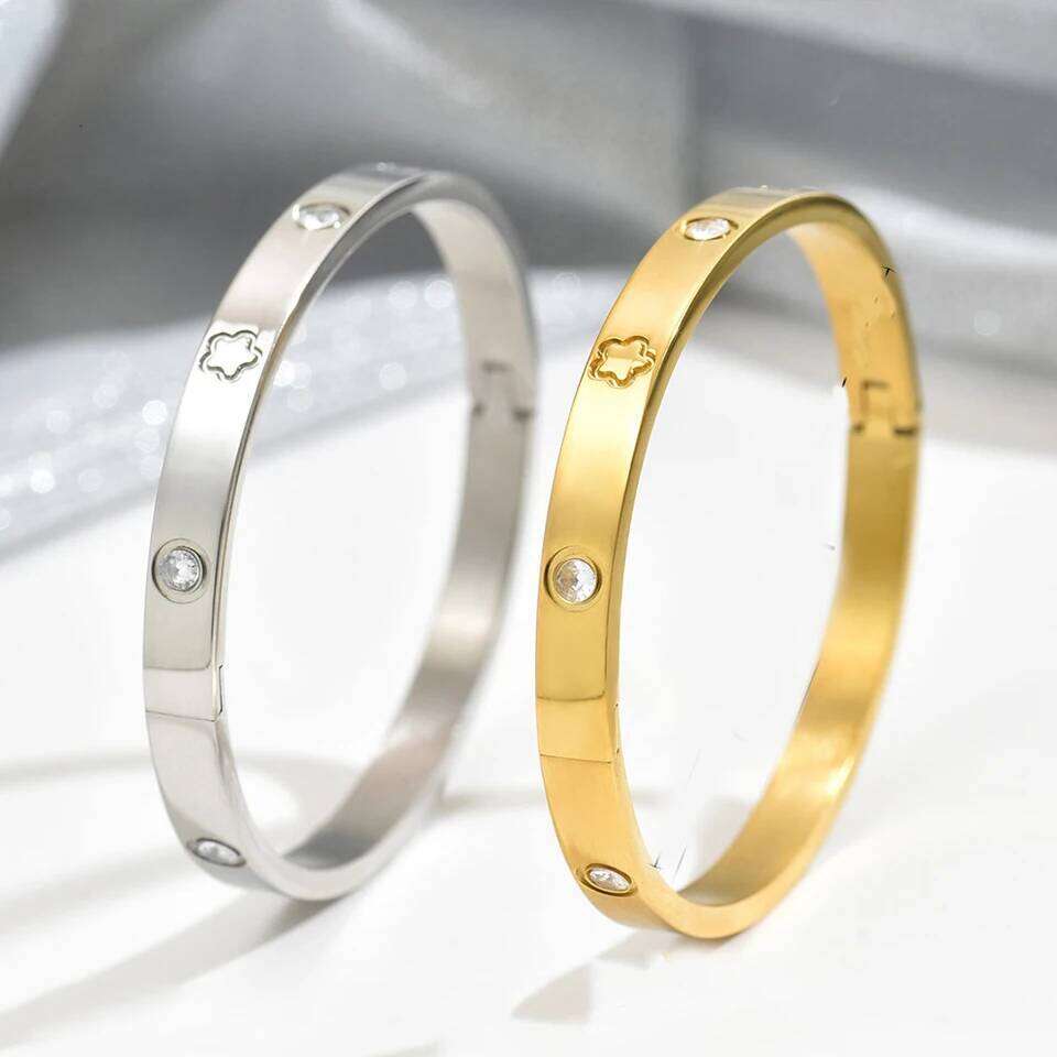 ZAKOL Simple Stainless Steel Zircon Inlaid Bracelet Bangle for Women Buling CZ Crystal Minimalist Fashion Jewelry Gift Z260123